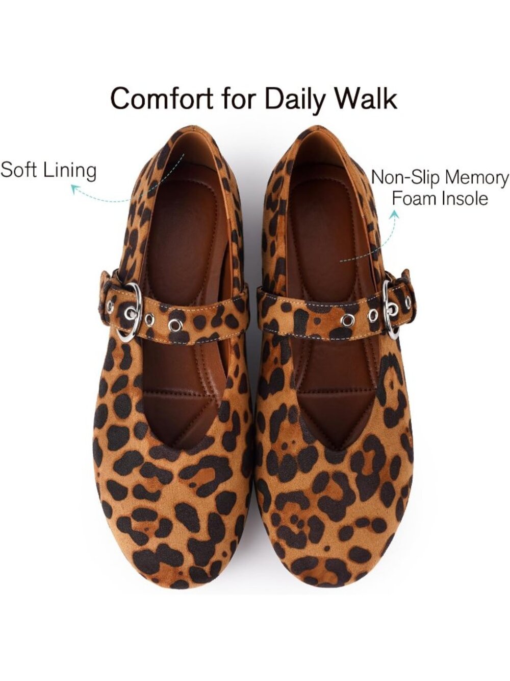 Women's Mesh Flats Ballet Flats Mary Jane Leopard Faux Leather Flats